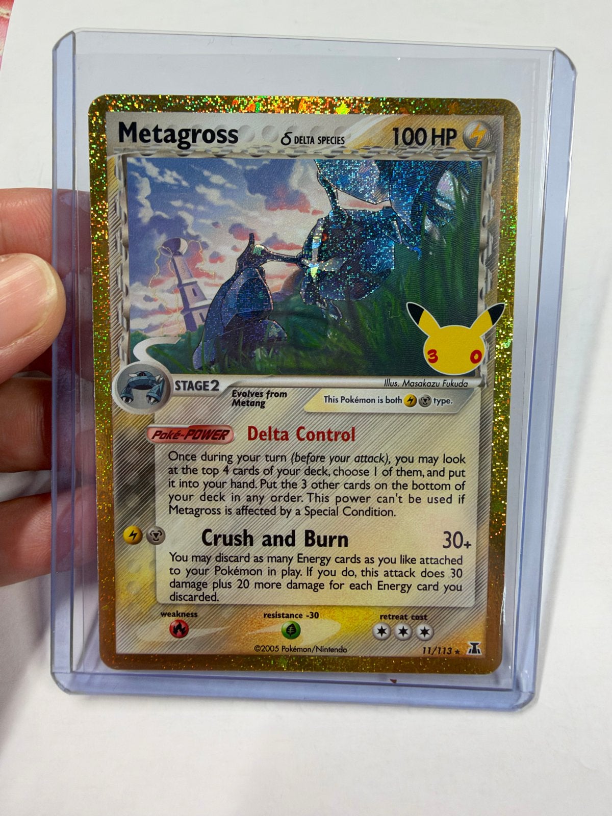 Pokémon 30th Metagross Delta Species 11/113 Holo Foil, Ophalen of Verzenden, Zo goed als nieuw, Losse kaart, Foil