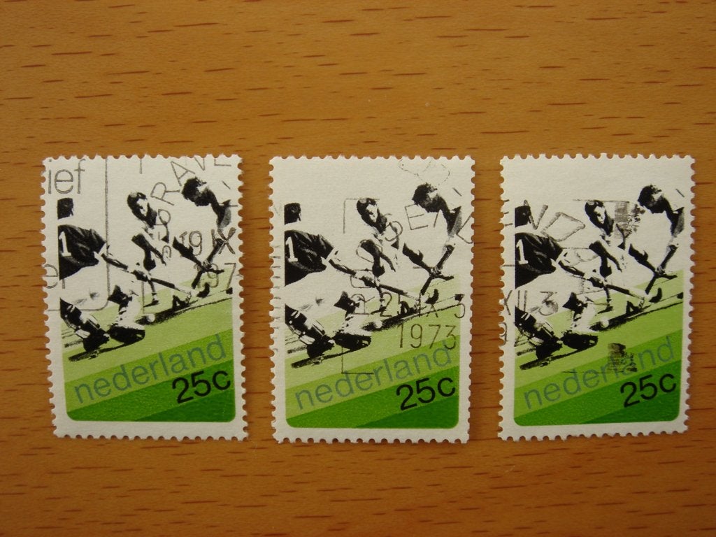 Wereldbeker Hockey 3x NVPH 1032    , Ophalen of Verzenden, Na 1940, Gestempeld