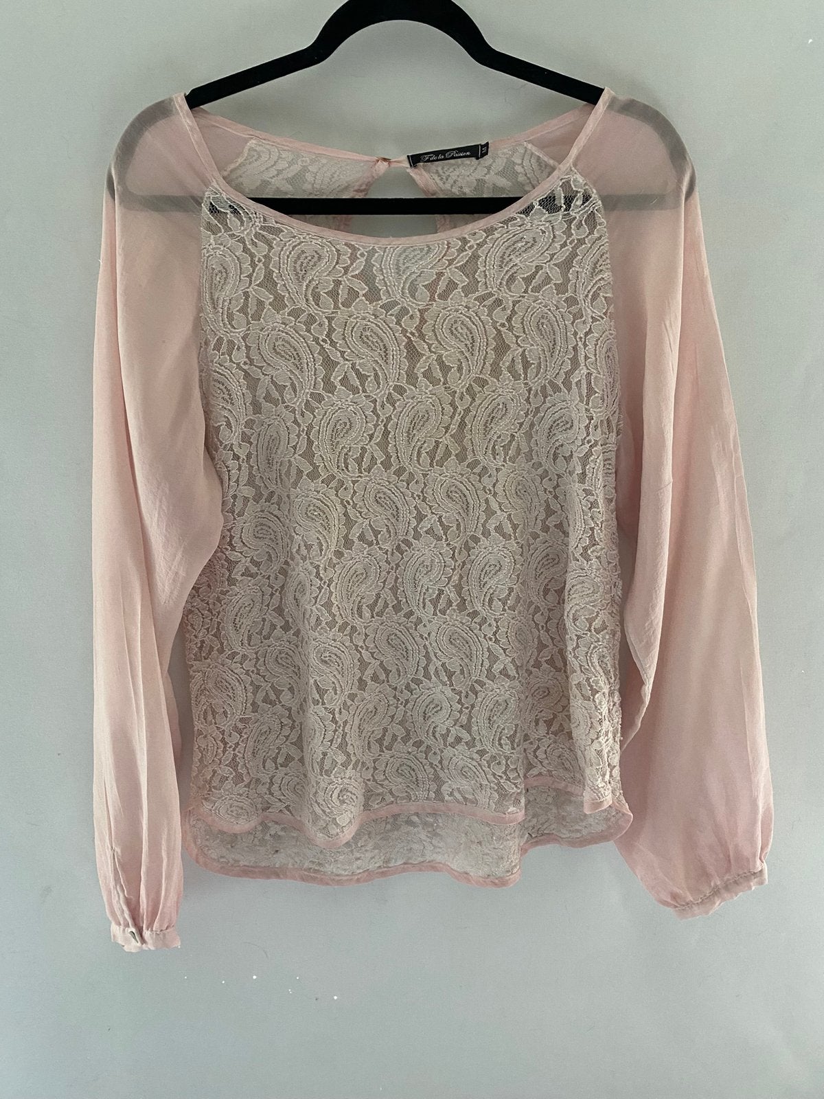 F de la Passion lichtroze kanten top – maat M/38, Ophalen of Verzenden, Gedragen, Maat 38/40 (M), Roze