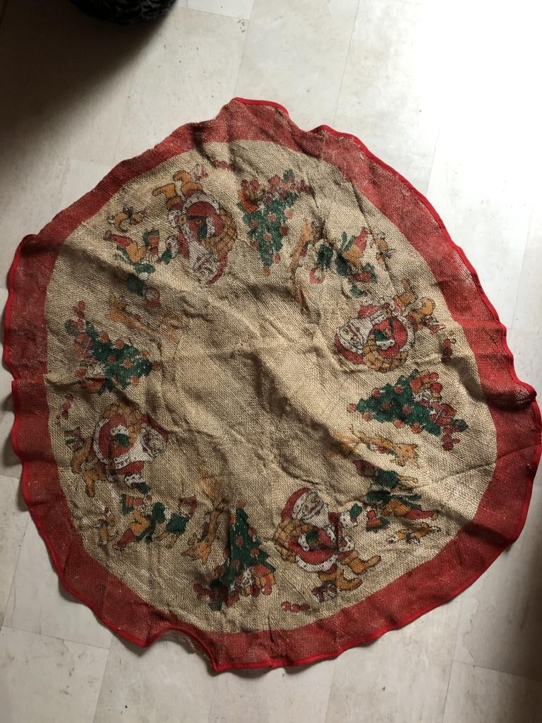 V) rond kerstkleed van jute stof met leuke afbeelding, Diversen, Kerst, Ophalen of Verzenden, Zo goed als nieuw
