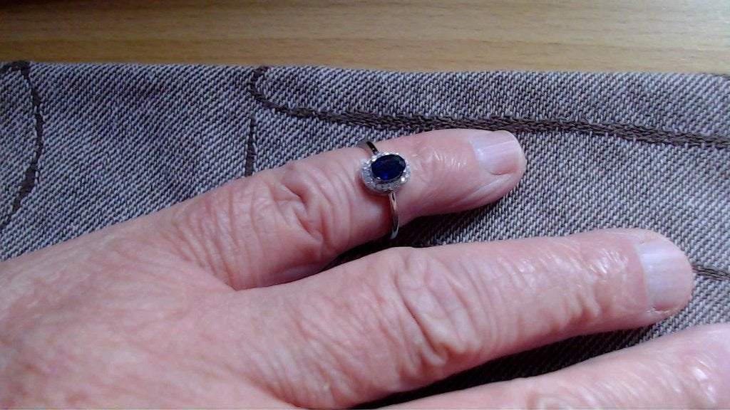 Zilveren ring met blauwe steen, ringmaat 6, Nieuw, Ophalen of Verzenden, Kleiner dan 17, Met edelsteen