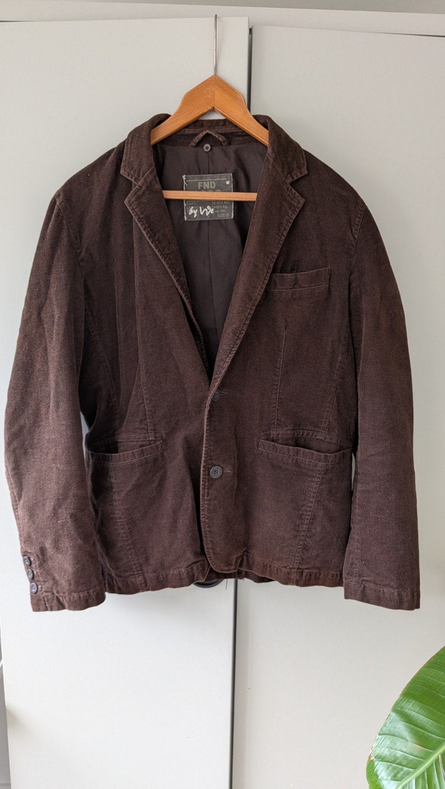 Bruin ribstof jasje, colbert, van de WE, maat L, corduroy, Maat 52/54 (L), Ophalen of Verzenden, Gedragen, WE