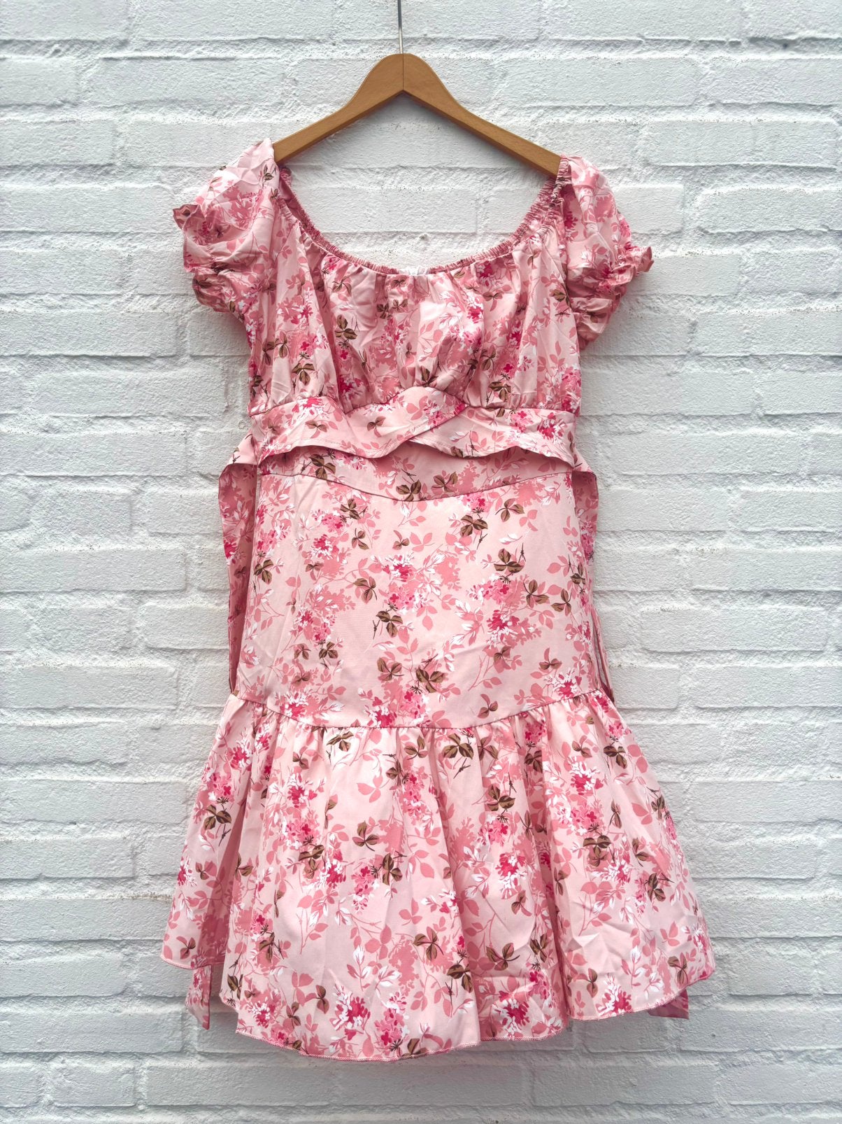 Roze bloemen jurkje coquette stijl – maat M zomerjurk, Ophalen of Verzenden