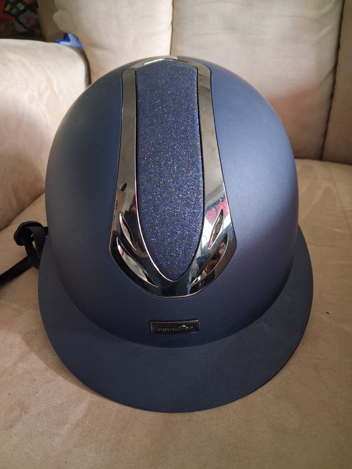 rijhelm paard premiere kleur blauw zilver verstelbaar, Ophalen, Nieuw