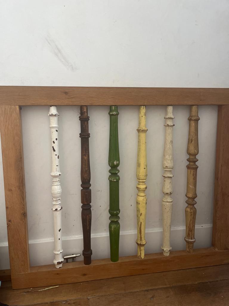 Traphekje van trapspijlen met eikenhouten omlijsting, Kinderen en Baby's, Traphekjes, Ophalen, Gebruikt, Overige typen, Hout