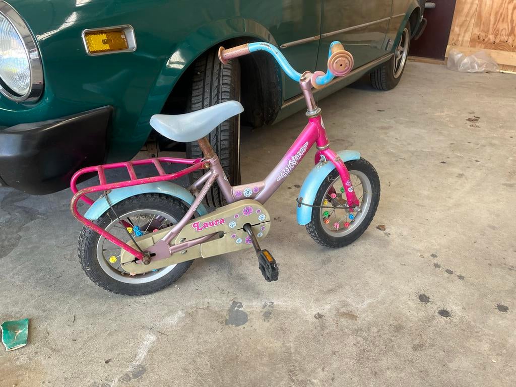 Roze kinderfietsje 'corvino' - Gebruikt maar functioneel, Fietsen en Brommers, Fietsen | Kinderfietsjes, Ophalen, Terugtraprem