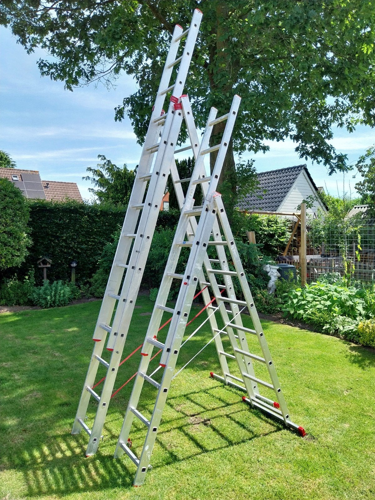 drie aluminium ladders, diverse hoogtes, Doe-het-zelf en Verbouw, Ladders en Trappen, Ophalen, Gebruikt, Ladder, Opvouwbaar of Inschuifbaar