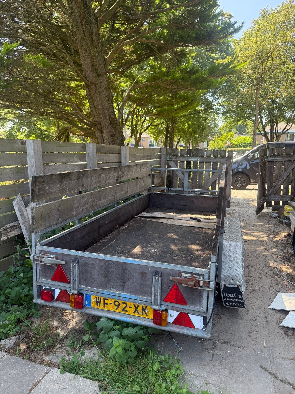 Robuuste aanhangwagen met houten opbouw, Auto diversen, Aanhangers en Bagagewagens, Ophalen, Gebruikt