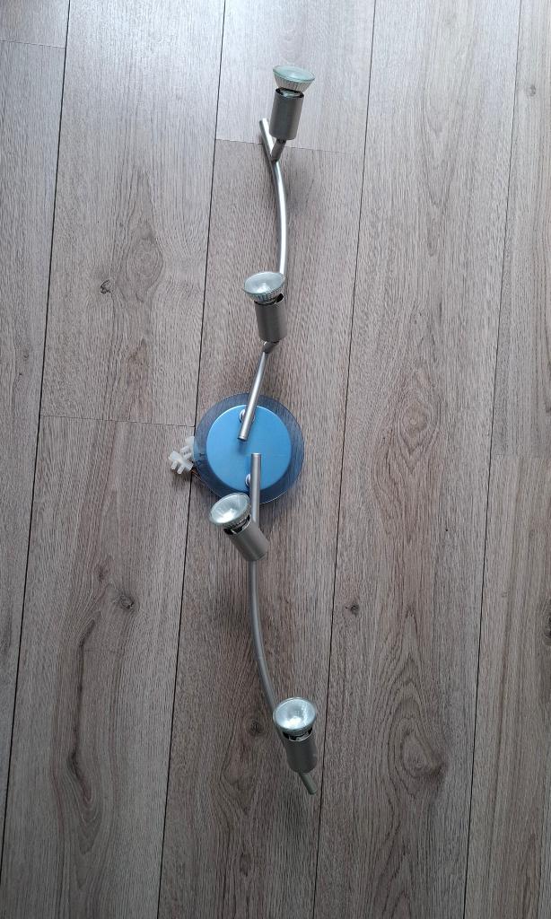 Plafondlamp met 4 halogeen-spots, Huis en Inrichting, Lampen | Plafondlampen, Ophalen, Zo goed als nieuw, Metaal, Plafondlamp