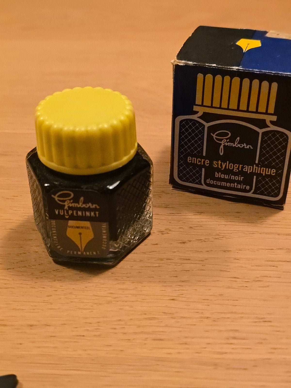 Antiek flesje Gimborn vulpen inkt jaren 50 met doosje €17,50, Ophalen of Verzenden