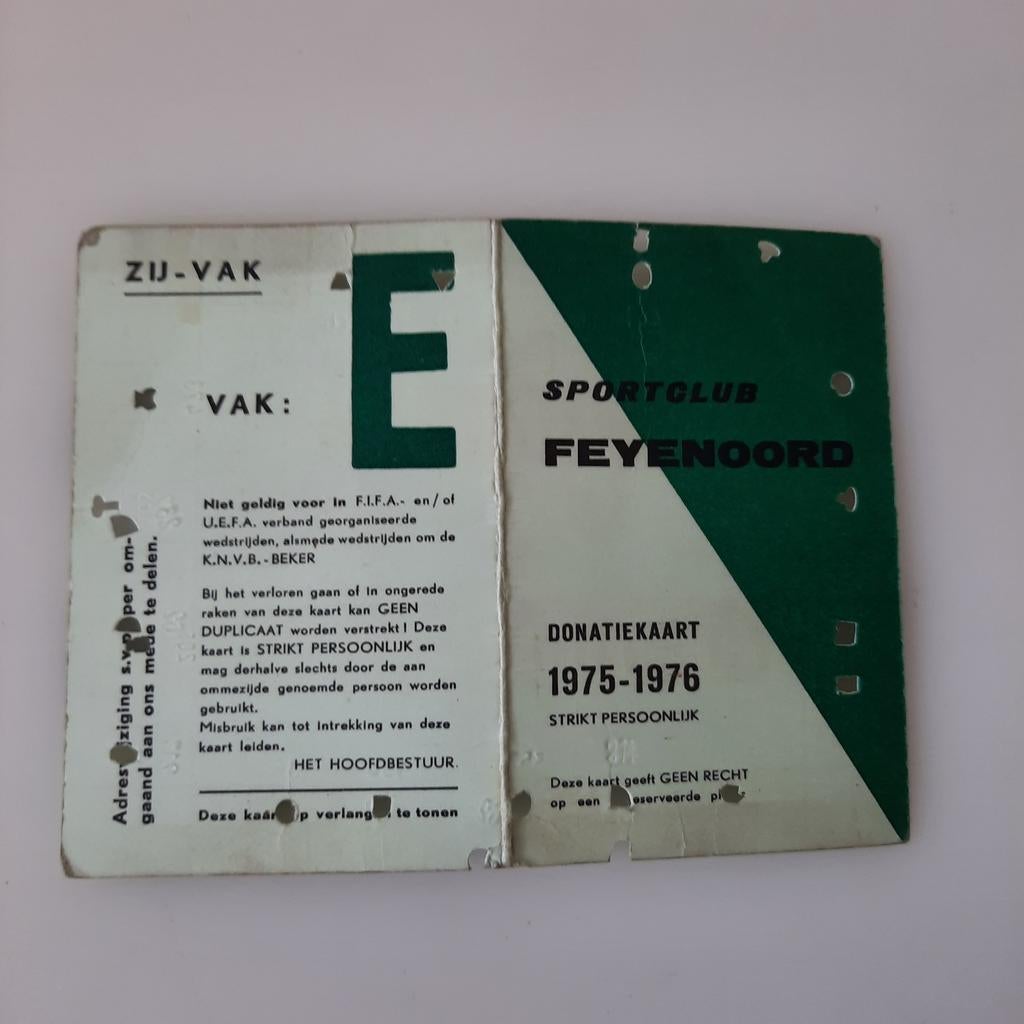 FEYENOORD Seizoenkaart 1975-1976, Ophalen of Verzenden, Gebruikt, Feyenoord