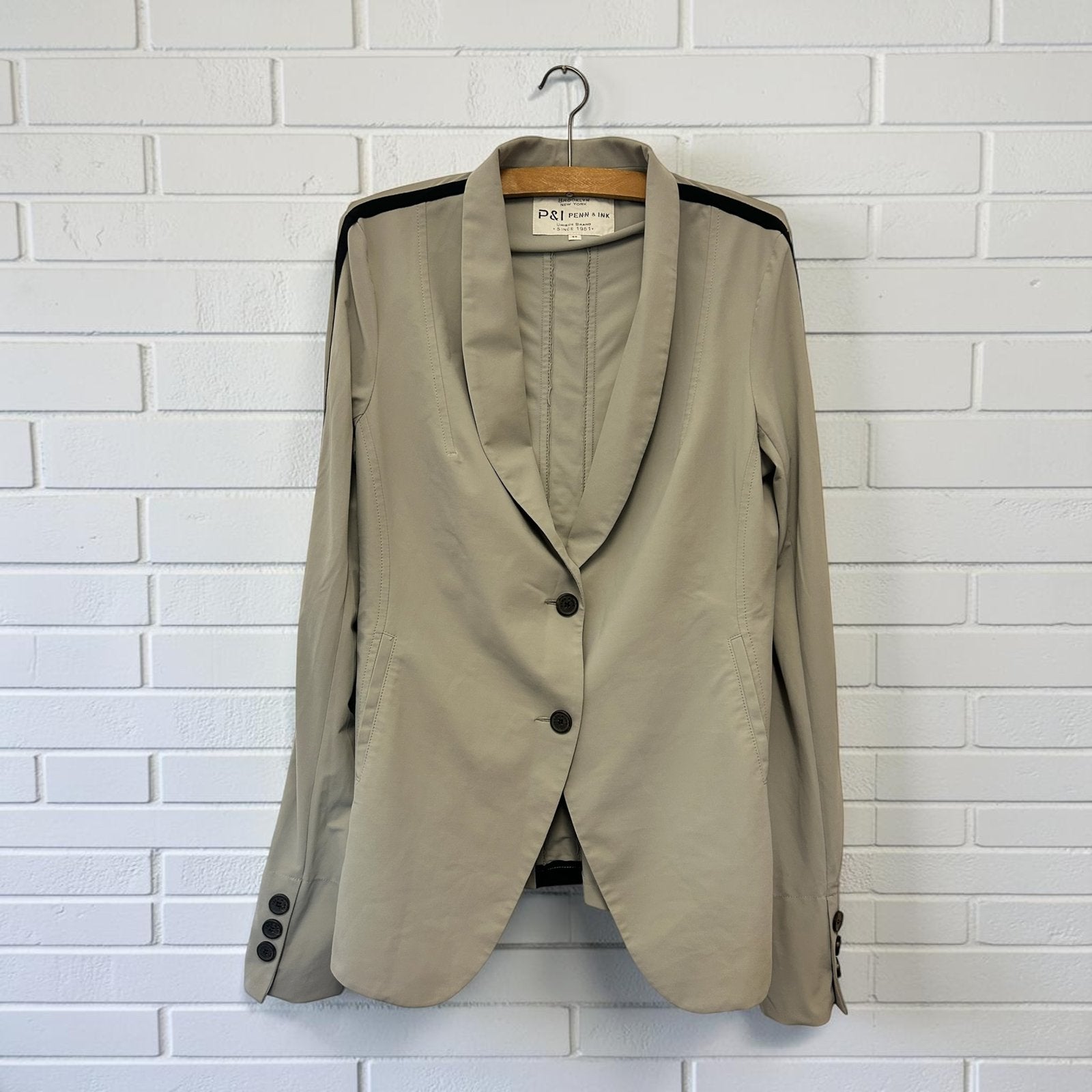 Penn & Ink Blazer Maat 40 Grijs Zwart Streep Sjiek, Kleding | Dames, Maat 38/40 (M), Verzenden, Pi, Zo goed als nieuw