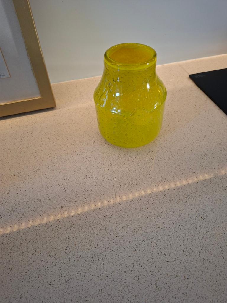 Dutz Design Gele Glazen Vaas met Bubbelstructuur, Ophalen
