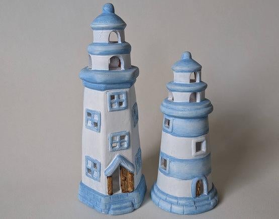 Vuurtoren waxinelichthouder groot of klein p/st., Huis en Inrichting, Ophalen of Verzenden, Nieuw, Steen/keramiek