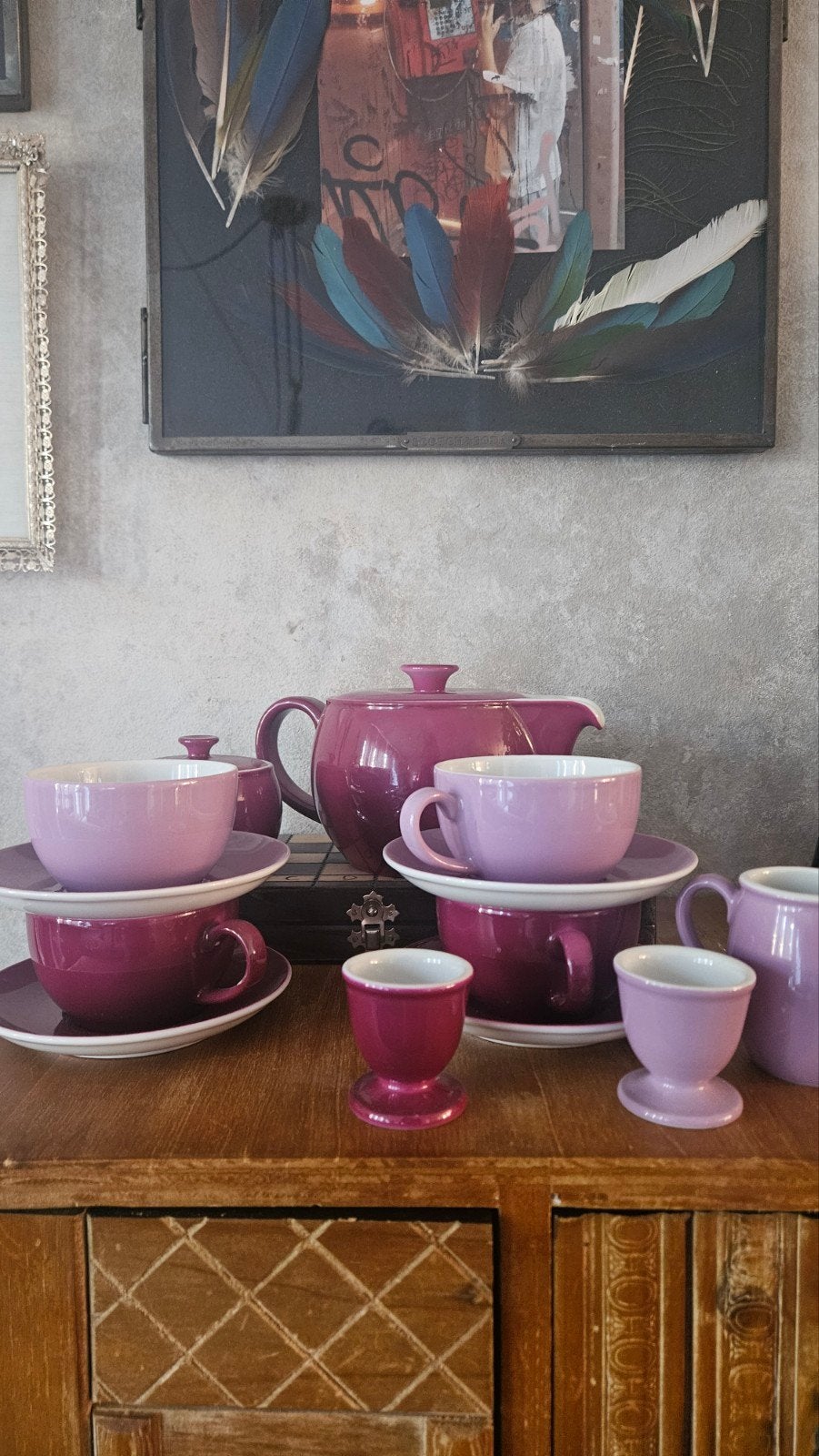 Dibbern Servies - Paars/Lila Theeservies en Eierdopjes, Huis en Inrichting, Overige merken, Ophalen of Verzenden, Zo goed als nieuw