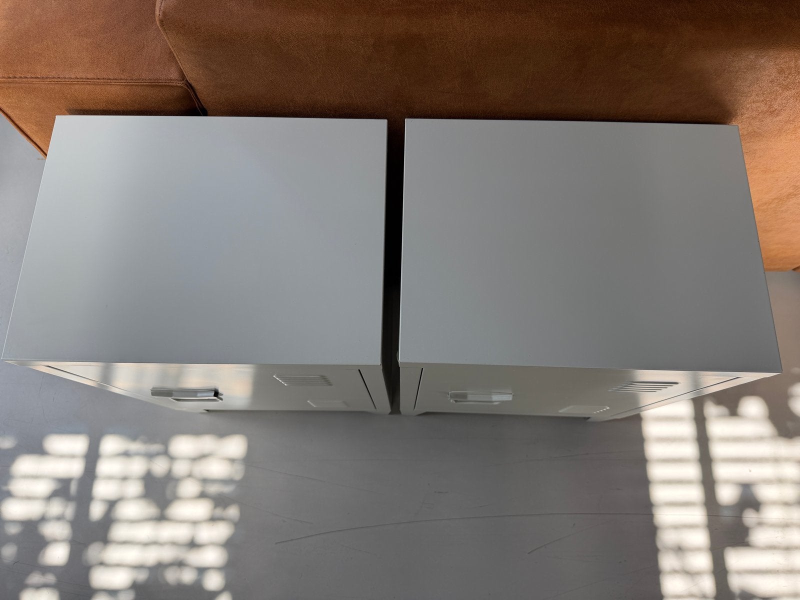 Set van 2 metalen locker nachtkastjes/opbergkastjes, Huis en Inrichting, Kasten | Lockerkasten, Ophalen, Zo goed als nieuw