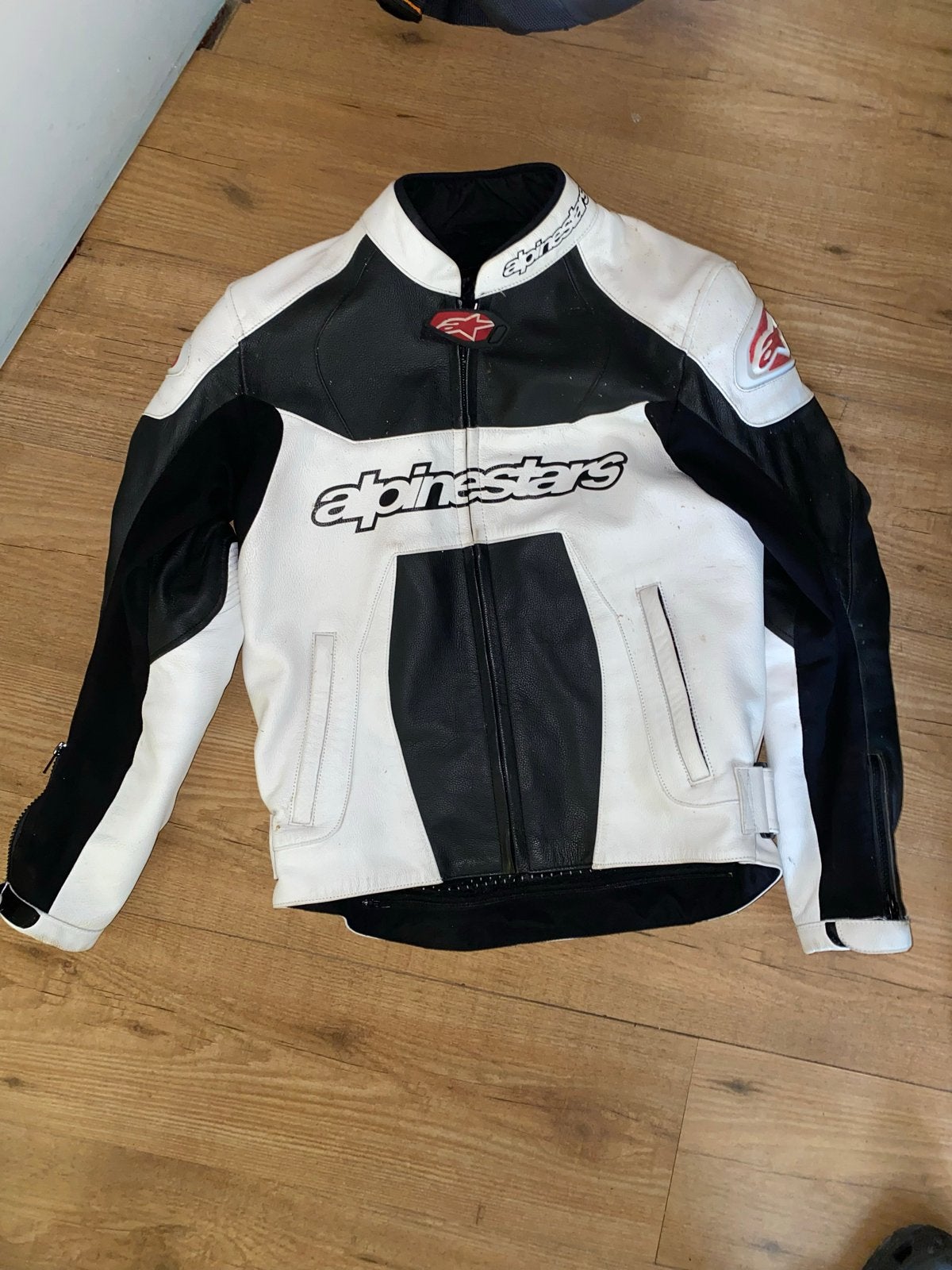 Alpine stars Leren Motorjas Wit/Zwart/Rood Maat M, Ophalen of Verzenden, Tweedehands, Heren, Jas | leer