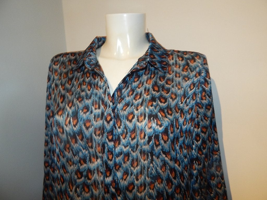 Fabienne Chapot mooie blouse bonte print koele kleuren 40, Maat 38/40 (M), Zo goed als nieuw, Fabienne Chapot, Meerkleurig