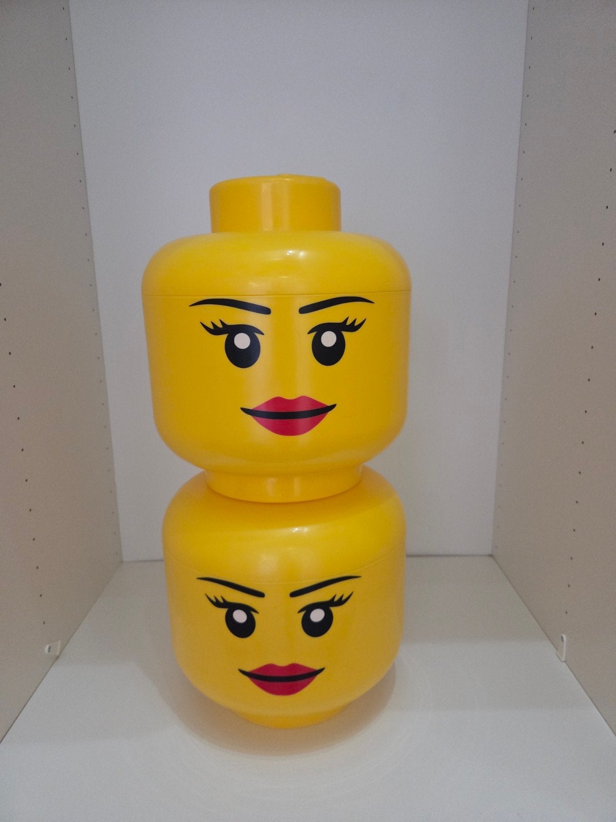2x LEGO Opbergdoos Hoofd Meisje - Grote Opbergbox, Kinderen en Baby's, Speelgoed | Duplo en Lego, Gebruikt, Lego, Overige typen