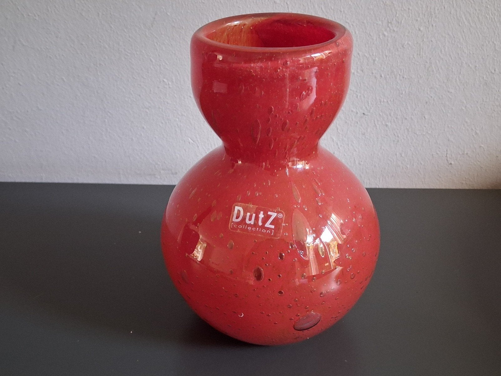 Dutz Collection Rode Glazen Vaas met Bubbelstructuur, Ophalen of Verzenden