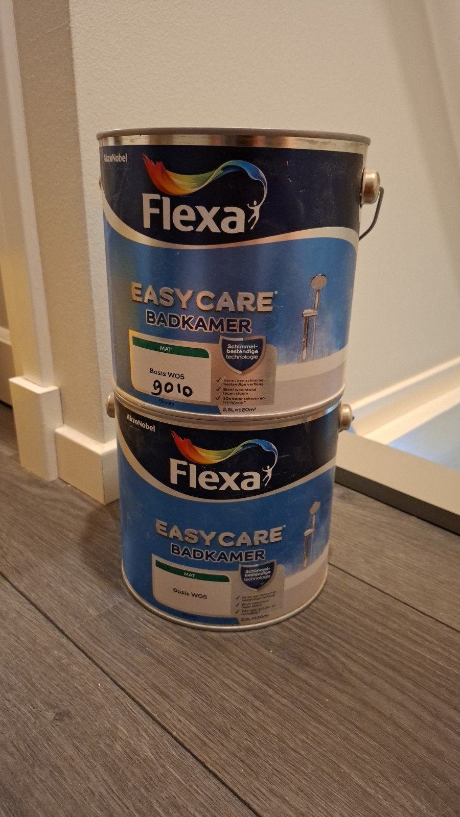 Flexa EasyCare Badkamer Mat Verf RAL 9010 2.5L, Ophalen of Verzenden, Nieuw, Wit
