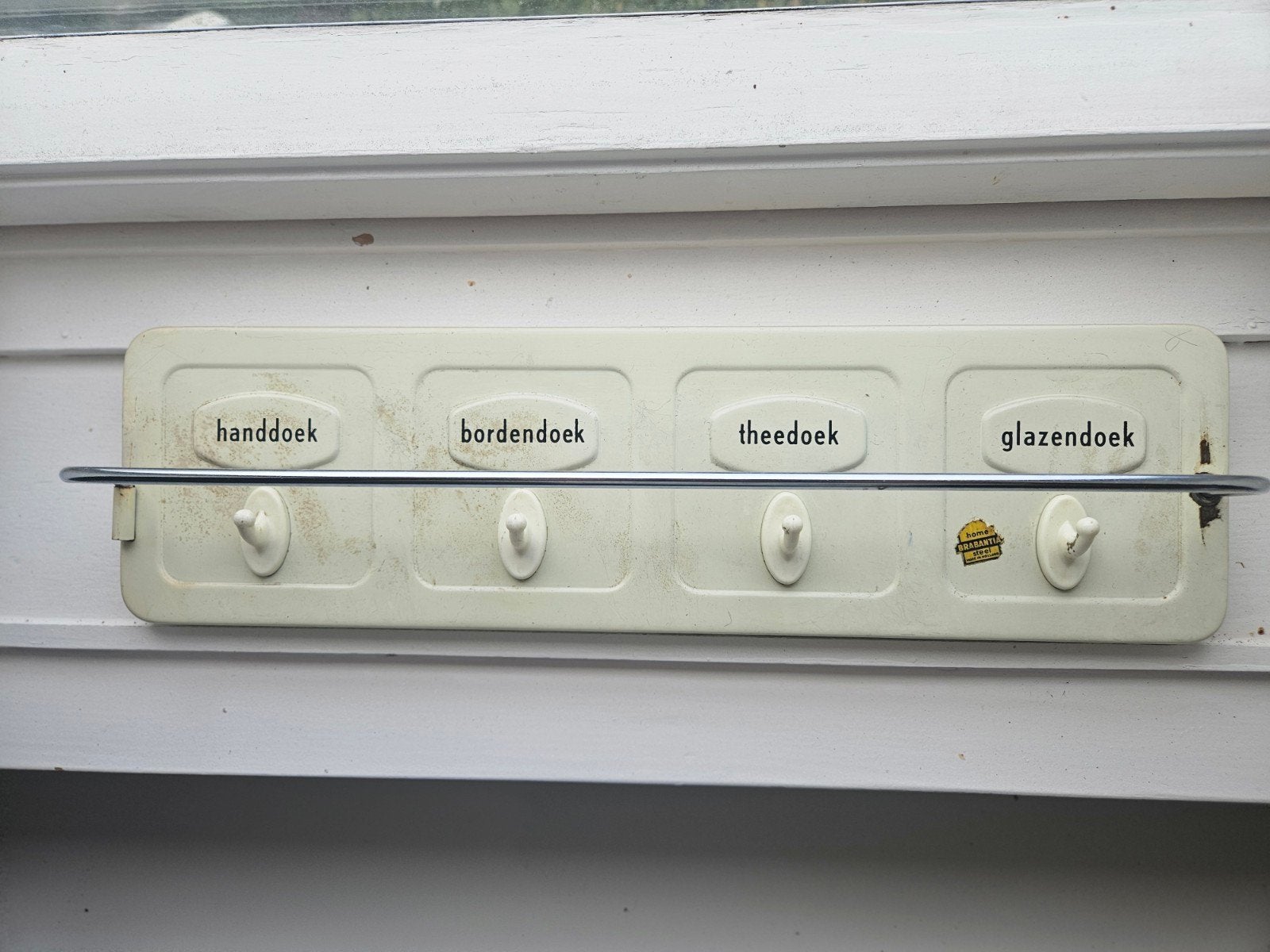 Vintage keukenrek/kapstok voor handdoeken, Wandkapstok, Gebruikt, Ophalen of Verzenden, Minder dan 100 cm