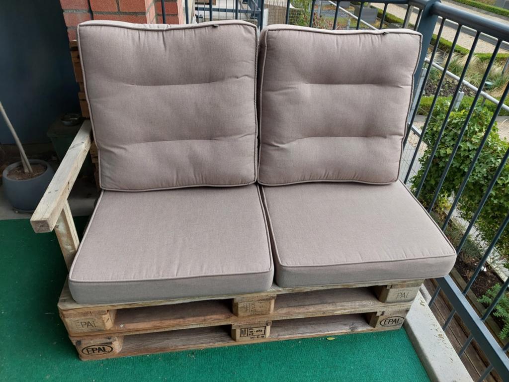 Palletbank kussens - Zo goed als nieuw, Tuin en Terras, Tuinsets en Loungesets, Zo goed als nieuw, Loungeset, Textileen, 2 zitplaatsen