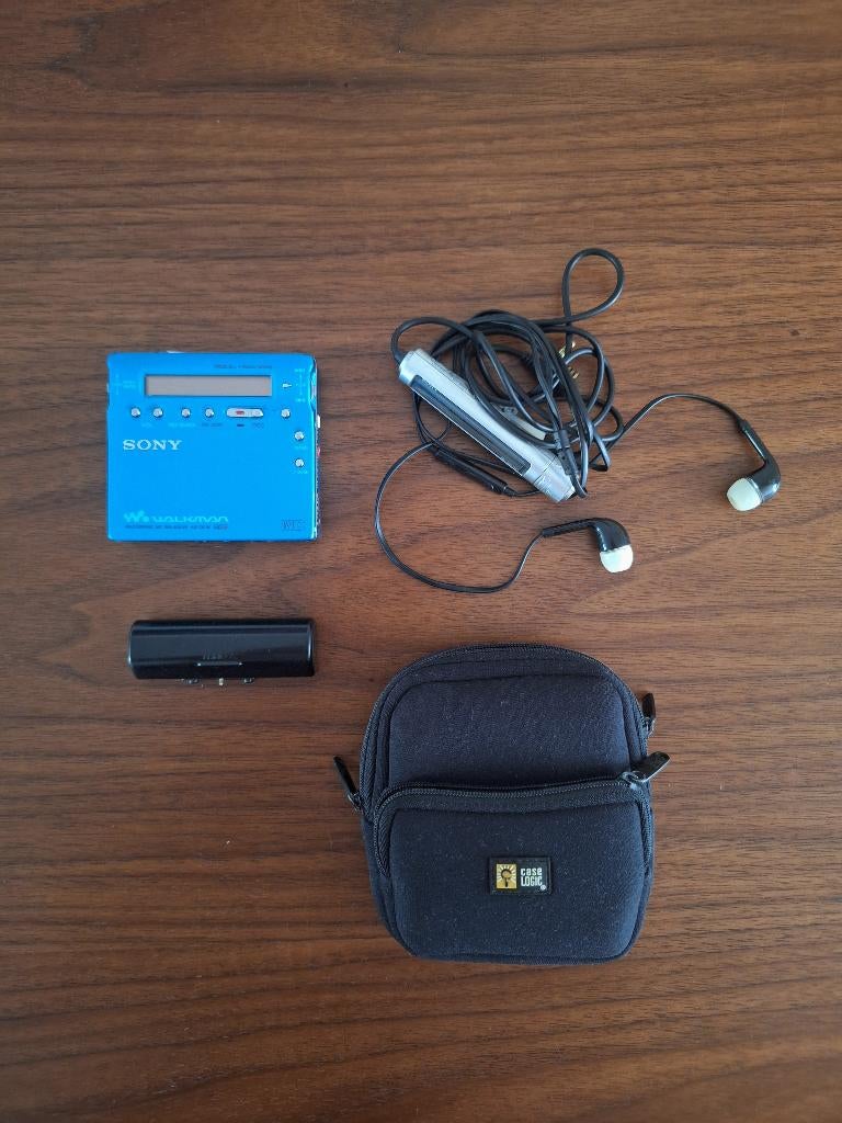 Sony MZ-R900 - Portable Minidisc Recorder - Blauw met hoesje, Ophalen of Verzenden, Minidisc-speler