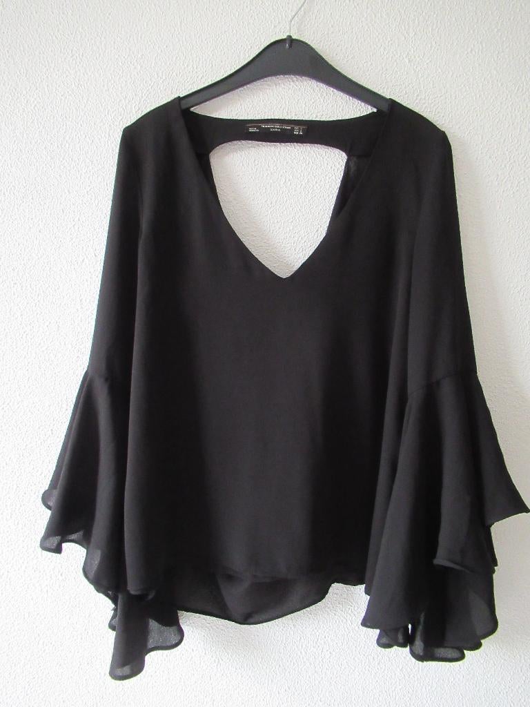 ZARA zwarte blouse met draperie rugpand, Ophalen of Verzenden, Zo goed als nieuw, Maat 36 (S), Zara