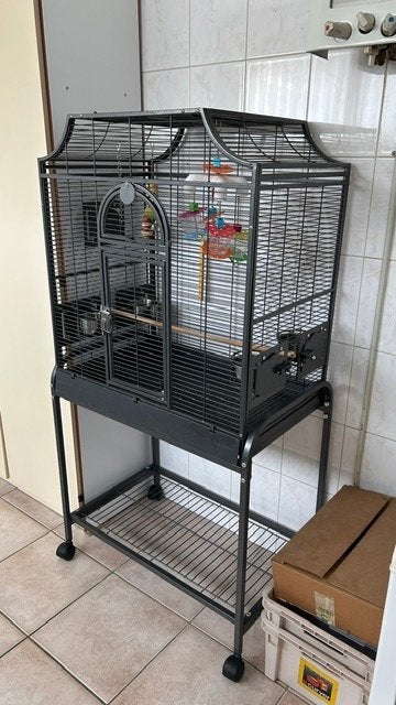 Vogelkooi met verrijdbaar onderstel, Ophalen, Gebruikt, Metaal, Vogelkooi