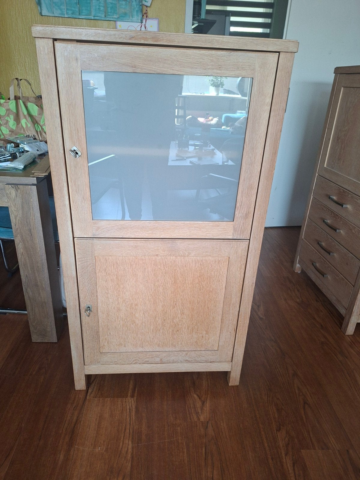 teakhouten kast, Ophalen, 100 tot 150 cm, Teakhout, Met lade(s)