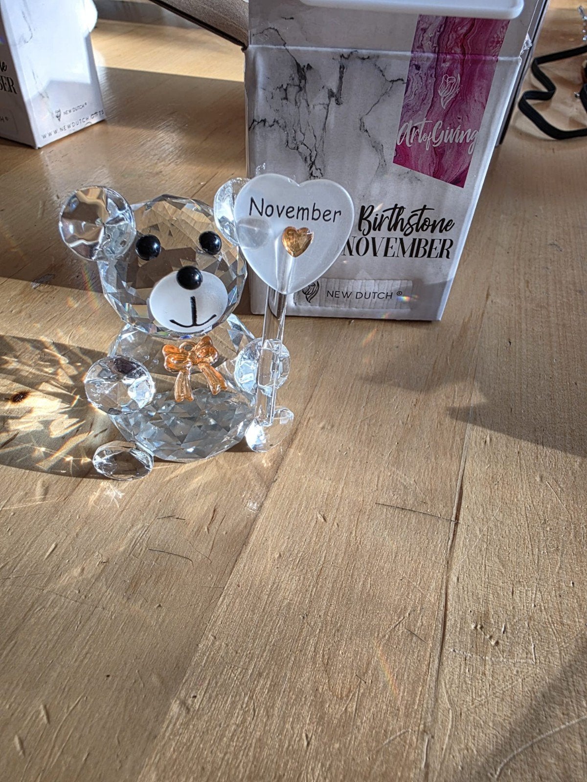 Nieuw: Kristallen Beertje met Geboortesteen November, Meerkleurig, Nieuw, Ophalen of Verzenden, Modern