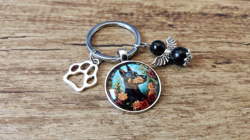 Tashanger Sleutelhanger Doberman cabochon beschermengeltje, Verzenden, Nieuw