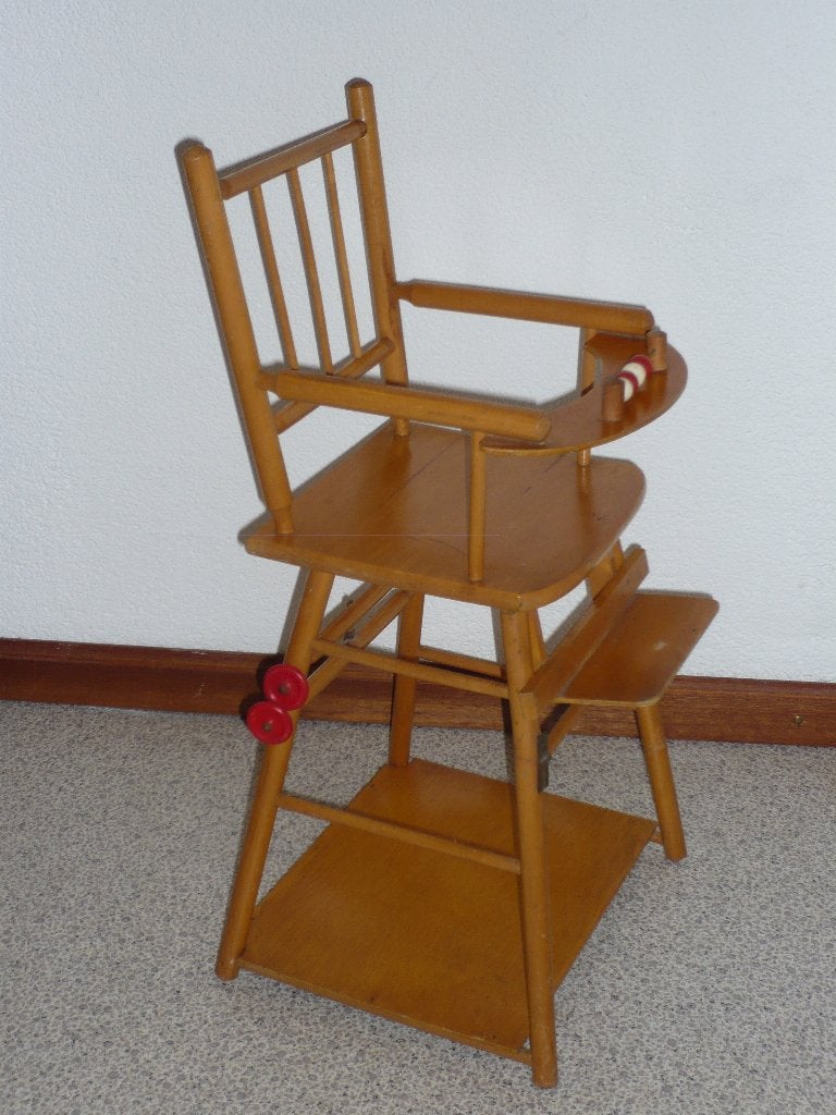 POPPENSTOEL - verstelbaar stoeltje + tafeltje - 60er jaren, Ophalen of Verzenden, Gebruikt, Barbie