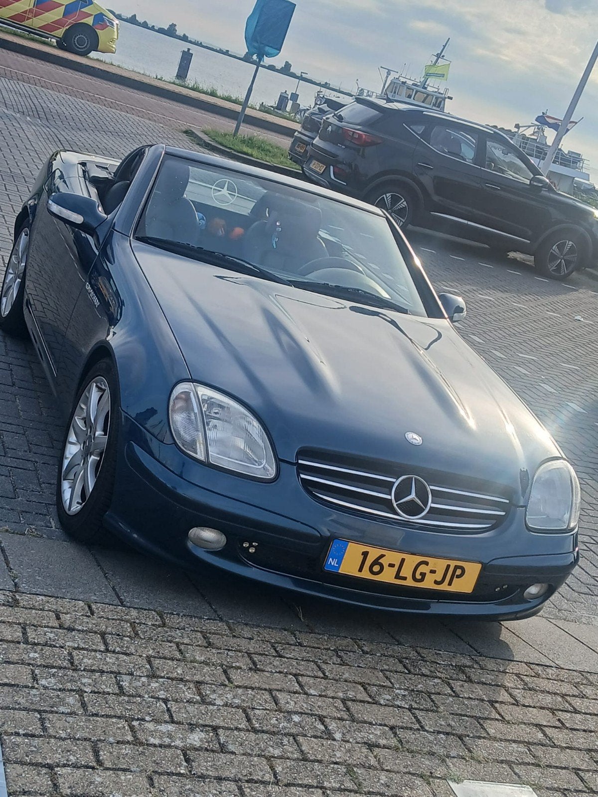 Mercedes-Benz SLK 2.0 Slk200 Kompr Roadster AUT 2003 Blauw, Auto's, 1998 cc, Zwart, 4 cilinders, Cabriolet