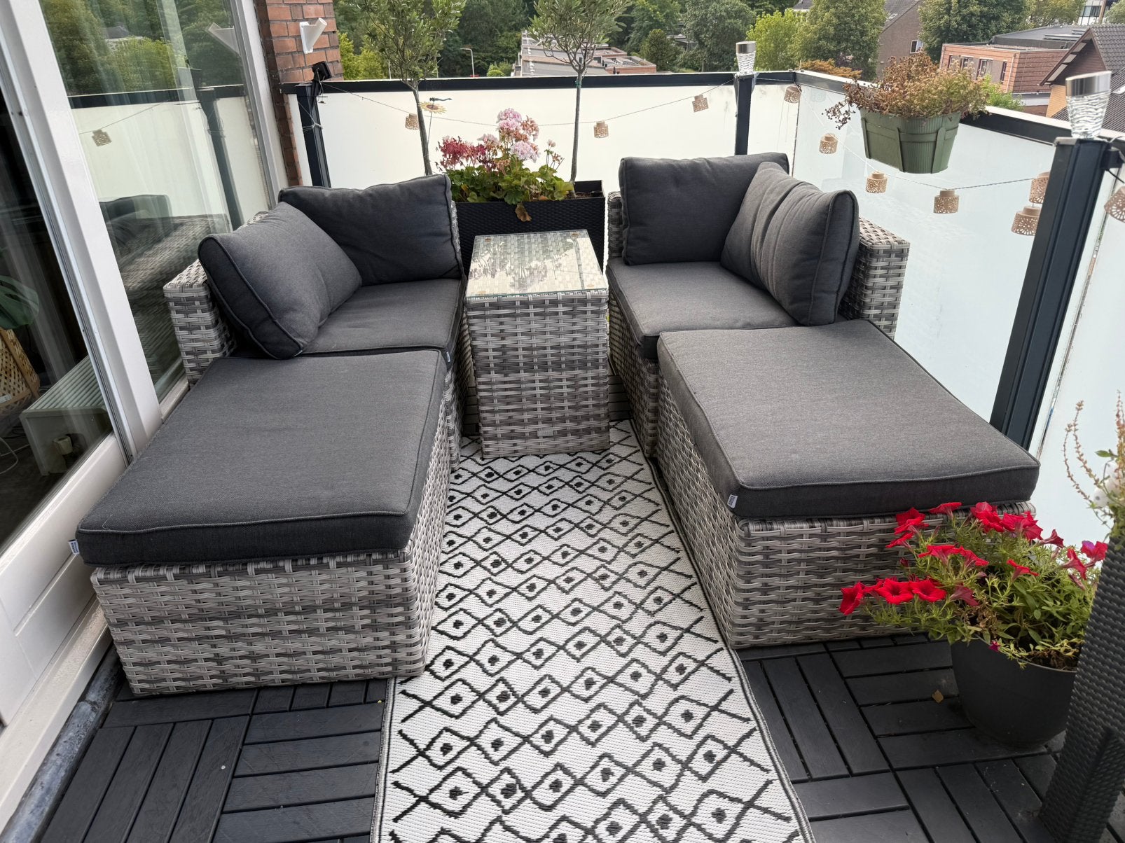 Mooie balkon loungeset, Zo goed als nieuw, Wicker, Tuinset, Bank