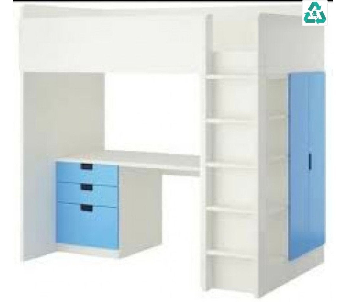 IKEA Stuva Hoogslaper met bureau en opbergruimte, Ophalen, Gebruikt, Eenpersoons, 200 cm