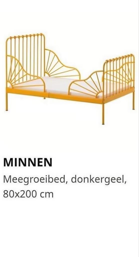 Minnen meegroei bed ikea geel, Kinderen en Baby's, Kinderkamer | Bedden, 70 tot 85 cm, Zo goed als nieuw, 180 cm of meer, Ophalen