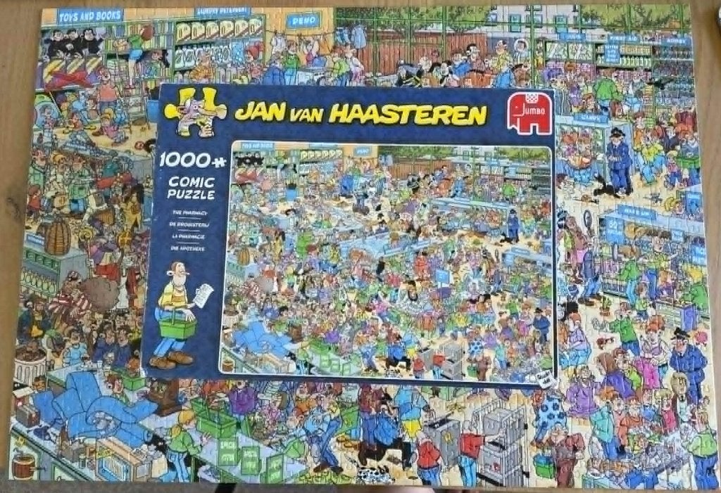 Legpuzzel Jan van Haasteren - de Drogisterij, Ophalen of Verzenden, 500 t/m 1500 stukjes, Gebruikt, Legpuzzel