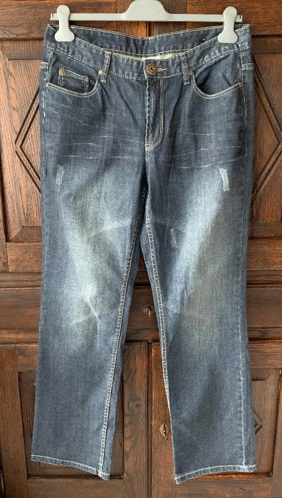 Blauwe damesjeans, jeans, denim unisex broek; 44; Maxi Blue, Ophalen of Verzenden, Zo goed als nieuw, Blauw, W33 - W36 (confectie 42/44)