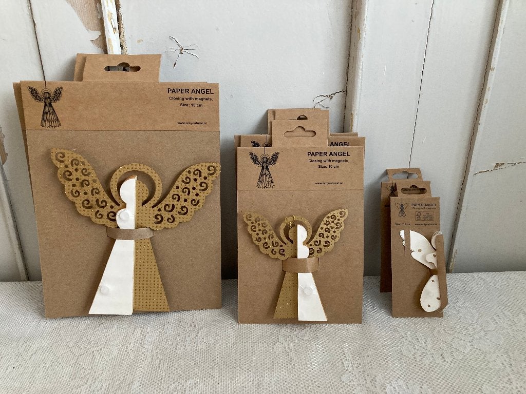 Kerst / Brocante papieren vouw-engeltjes en kerstbomen, Diversen, ---, ---, Nieuw, Ophalen of Verzenden