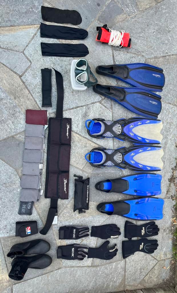 Duikset + 2 BCD + neopreen + kompas, Ophalen of Verzenden, Gebruikt