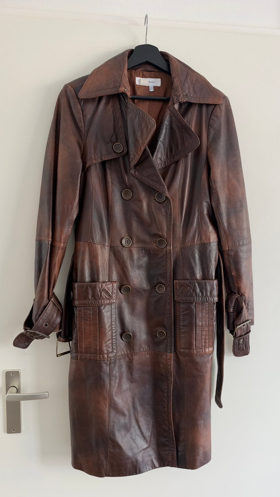 • Zara Vintage Genuine Leather Trench Coat Brown Nineties, Verzenden, Zo goed als nieuw, Maat 38/40 (M), Bruin