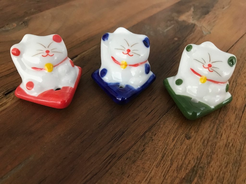 Chinese wierook brander houder in de vorm van een lucky cat, Huis en Inrichting, Verburgt Vintage, Geurverspreider, Meerkleurig