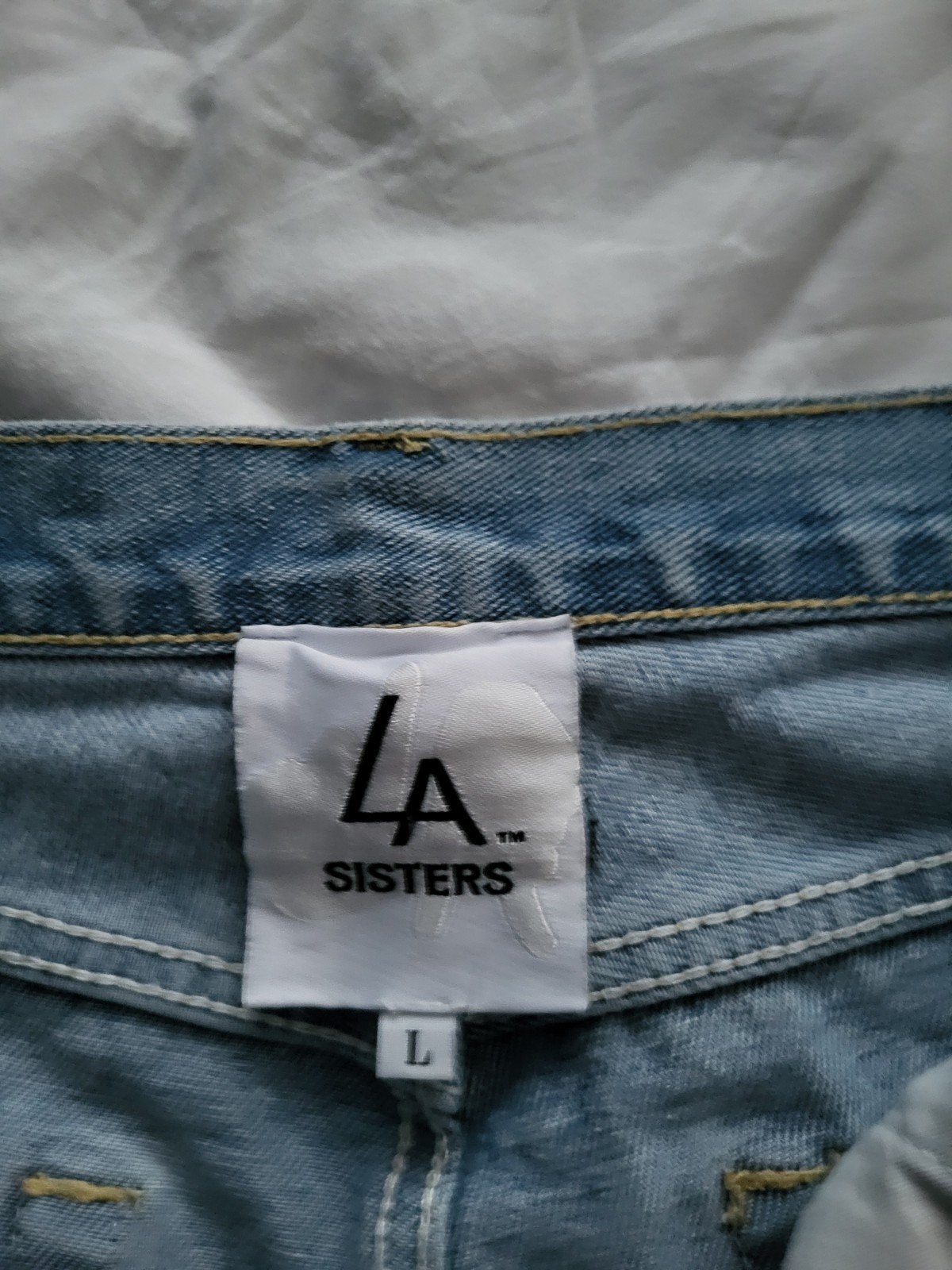LA Sisters jeans met opdruk - Maat L (valt als M), Kleding | Dames, LA Sisters, Blauw, Ophalen of Verzenden, W30 - W32 (confectie 38/40)