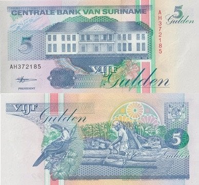 SURINAME 1998 5 gulden #136b UNC, Verzenden, Zuid-Amerika, Los biljet
