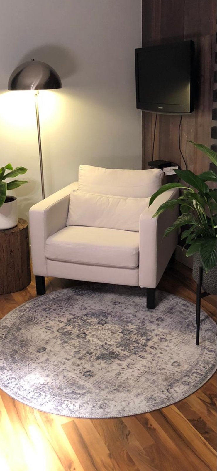 Volero rond vintage vloerkleed Fraai 140 cm Lago grijs, Huis en Inrichting, Stoffering | Tapijten en Kleden, Ophalen, 100 tot 150 cm