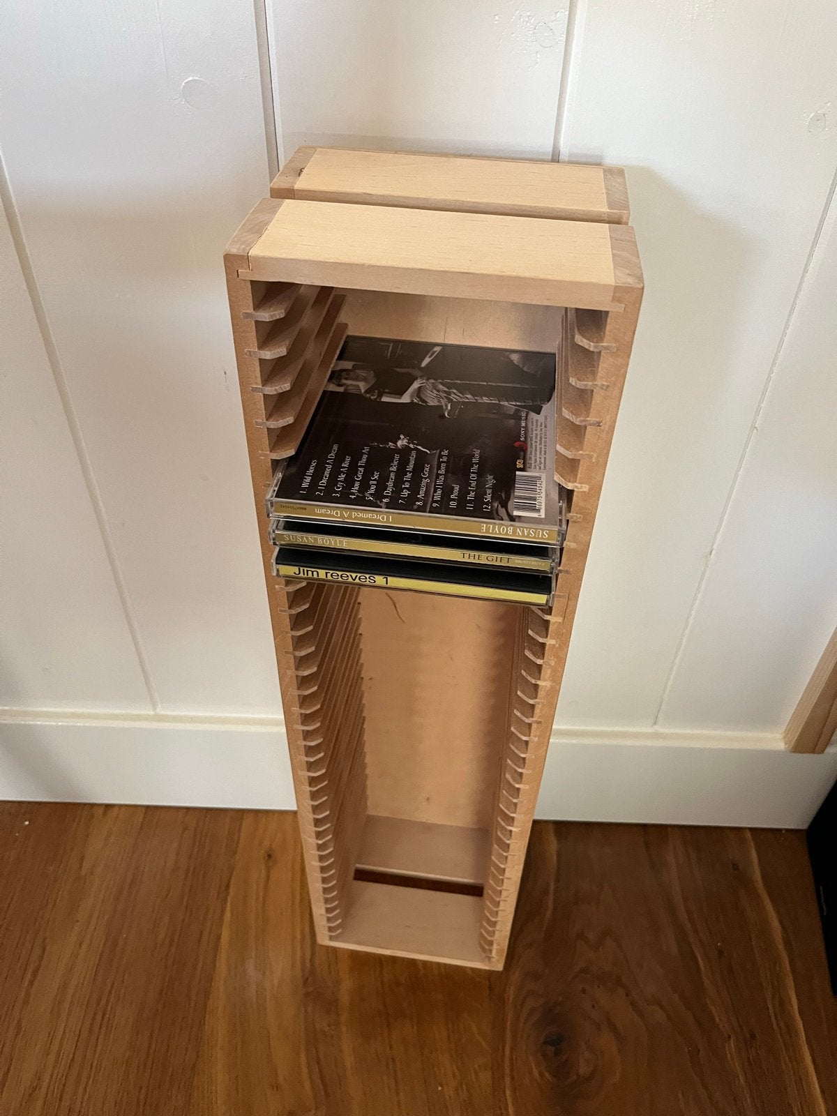 Leuk vintage IKEA houten  CD-rek / CD-opberger, Gebruikt, Ophalen of Verzenden, 25 tot 75 discs, Cd's