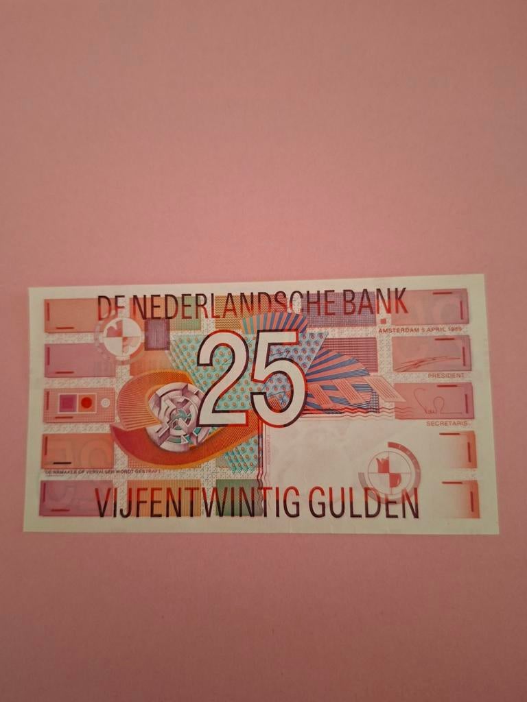 25 gulden Roodborstje uit 1989 in UNC, Postzegels en Munten, Bankbiljetten | Nederland, Los biljet, 25 gulden, Ophalen of Verzenden