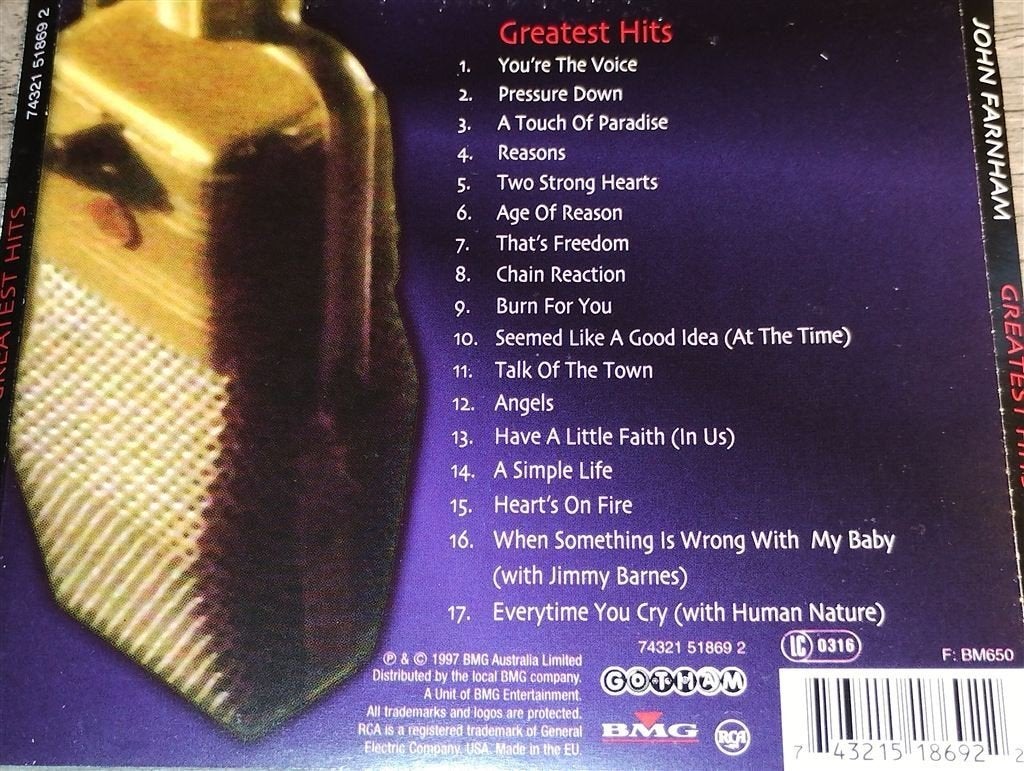 John Farnham - Greatest Hits, Ophalen of Verzenden, Zo goed als nieuw, Poprock